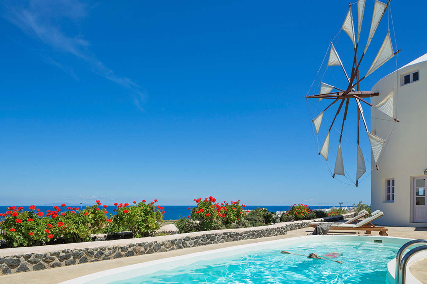 Ferienhaus auf Santorini mieten-Villa Griechenland-Kykladen -Villa Santorini - Vourvoulos-Ferienhaus Meerblick-Ferienvilla Pool