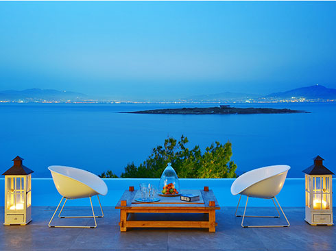 Aegina adasında villadan deniz manzarası